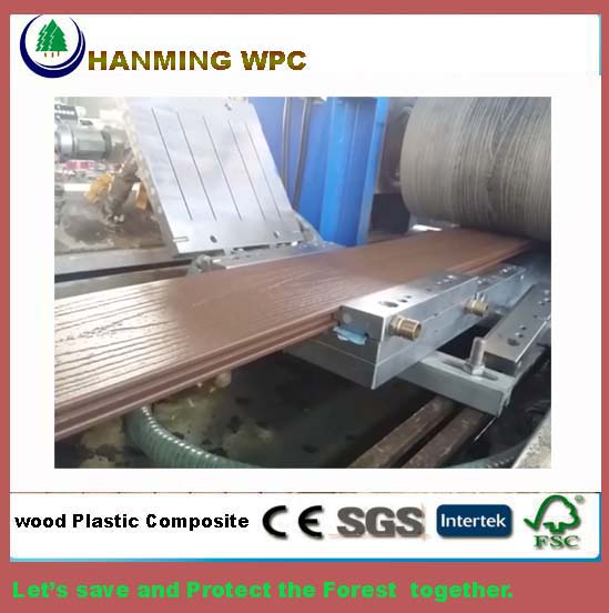 Hot embossing extruding of wpc decking