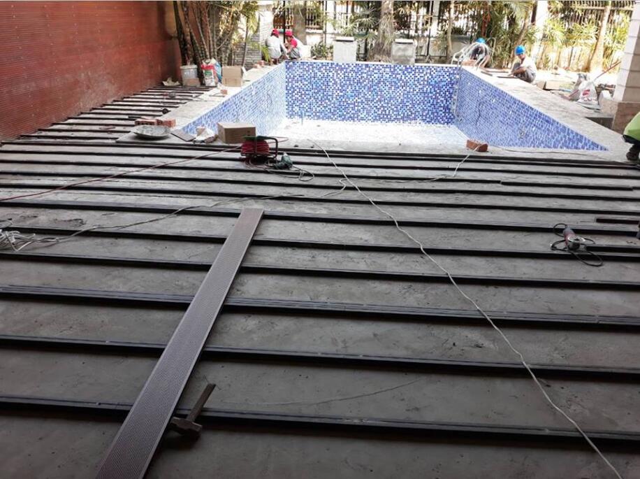 Swimming pool wpc deck install